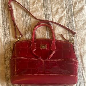 Dooney & Bourke Red Crocodile-Embossed Handbag with Should Strap